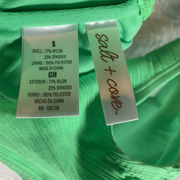 Salt & Cove Ribbed Bralette Bikini Top Women Small Mint Spark Variegated Summer - Picture 4 of 5